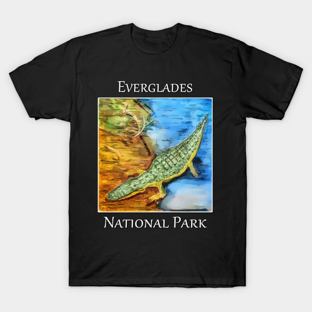 Crocodile in the brackish water of the Everglades in Florida T-Shirt by WelshDesigns